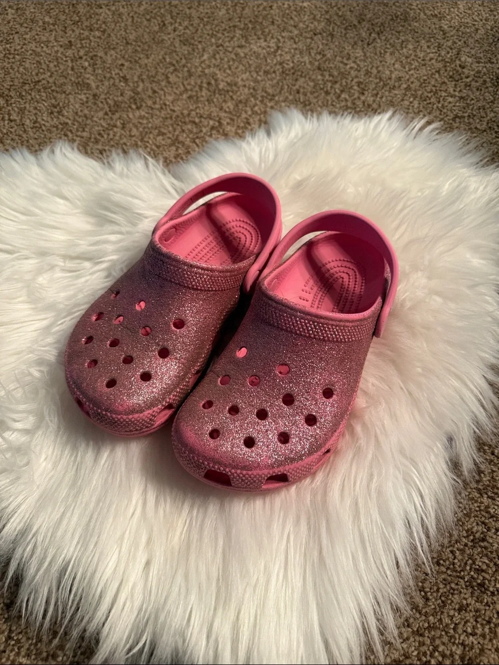 CROCS Kids Glitter Clogs in Sparkling Pink